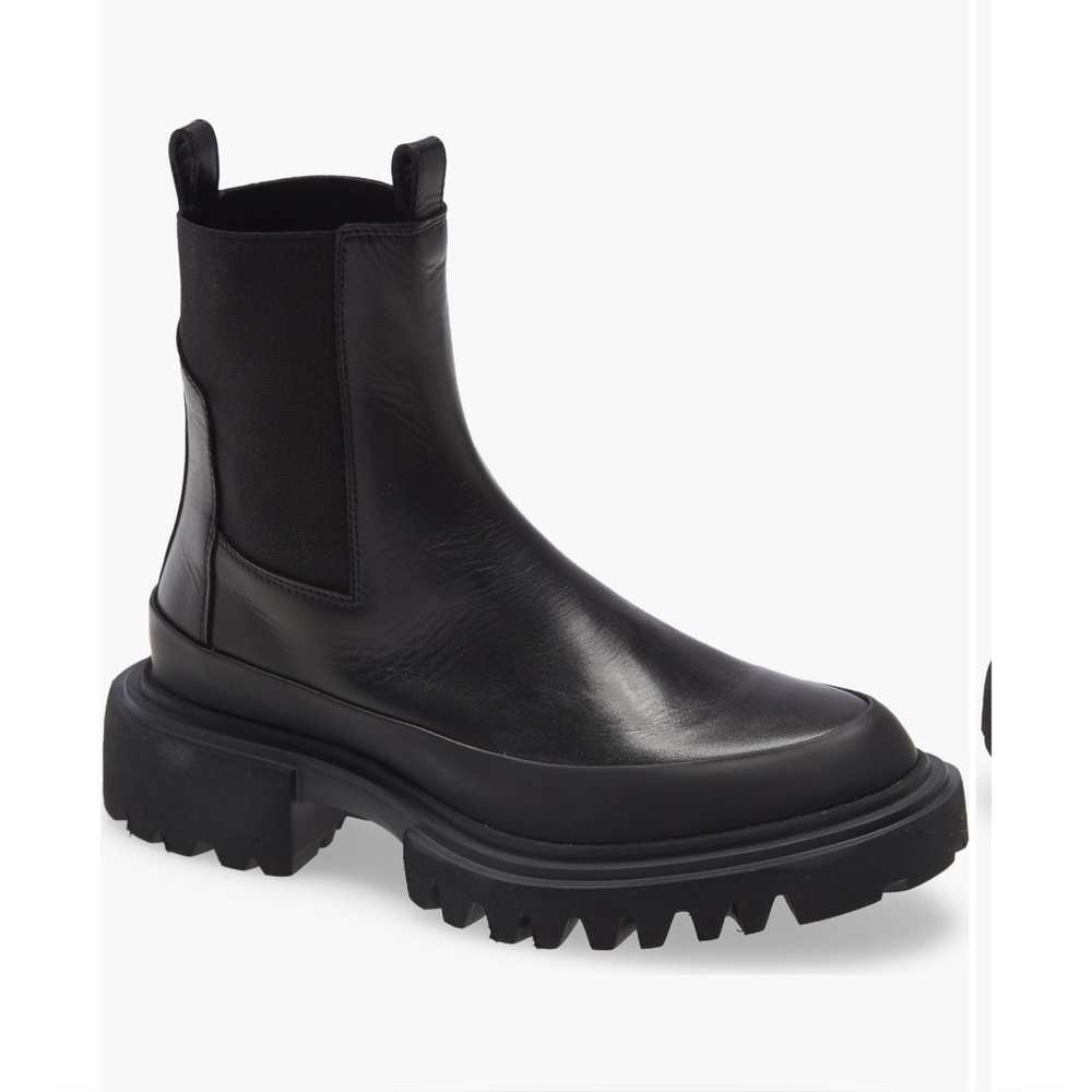 All Saints Harlee Black Leather Lug Sole Chelsea Boot  Sz 37/US 7